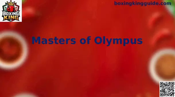 Guía visual de Masters of Olympus con ambientación de mitología griega